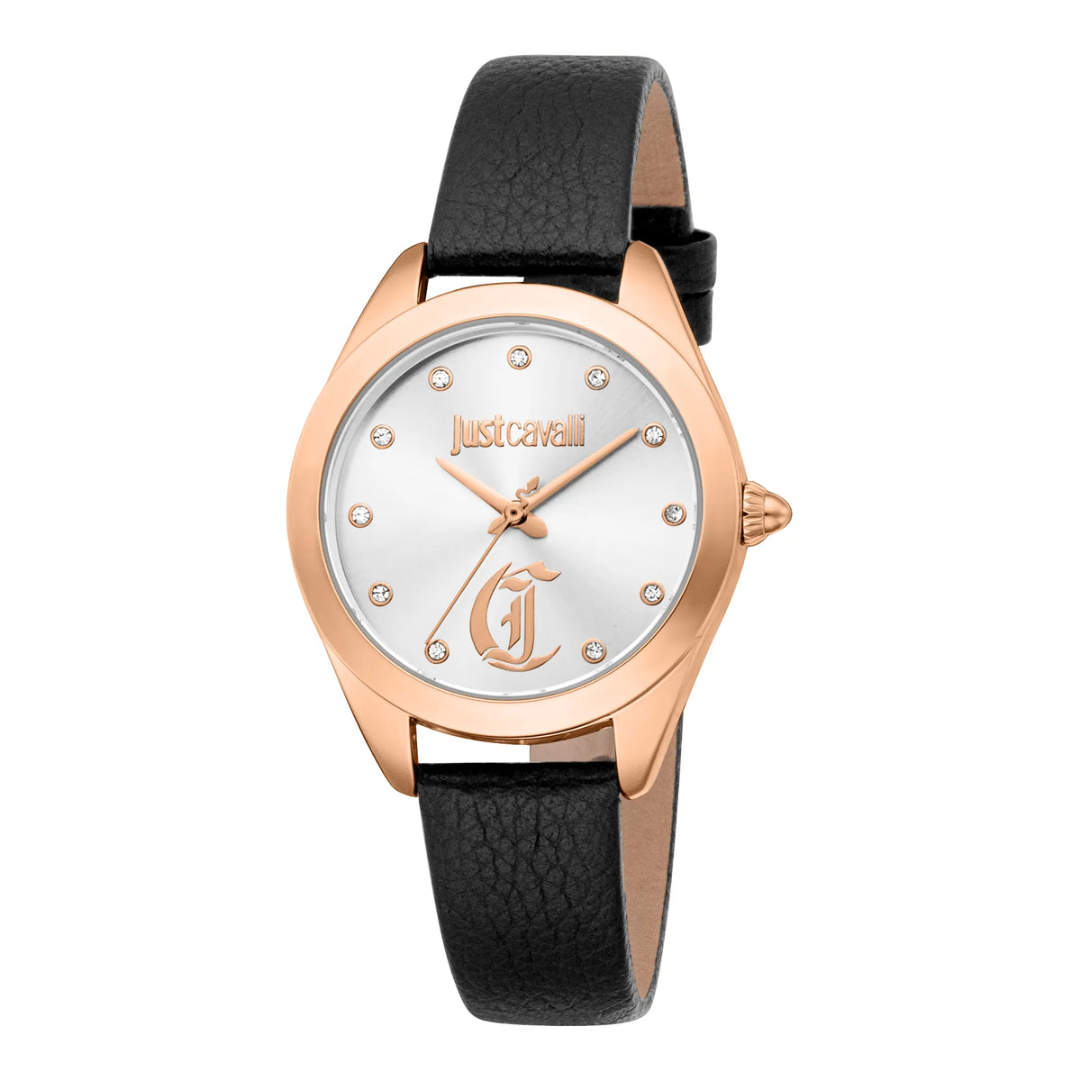 Just Cavalli Glam Chic Luna Leather Black RG Silver Watch  display picture 3