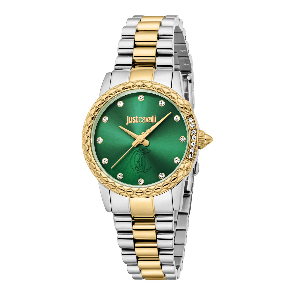 Just Cavalli Animalier Fiorenza Snake Two Tones YG Green Watch
