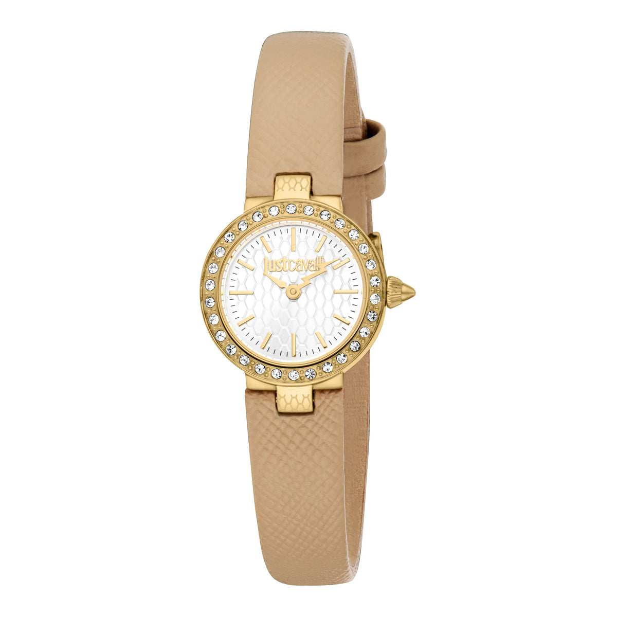 Orologio Just Cavalli Young Scudo Al Quarzo, Cassa In Acciaio, Cinturino In Pelle Viola, Impermeabile 100m, Unisex