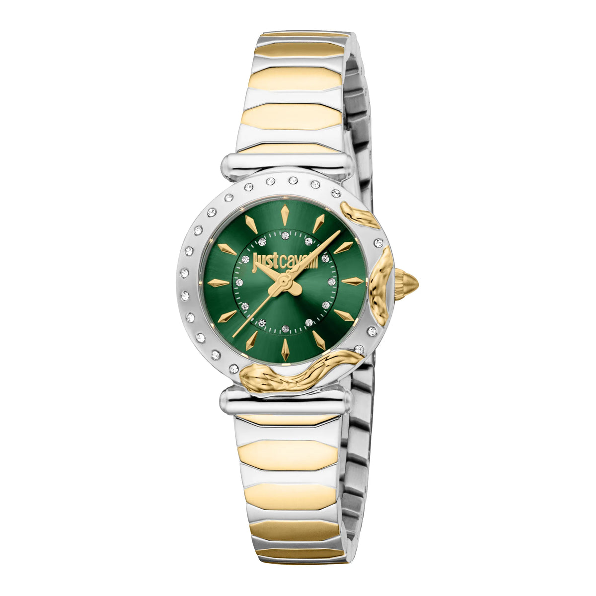 Just Cavalli Animalier Stella Snake Two Tones YG Green Watch