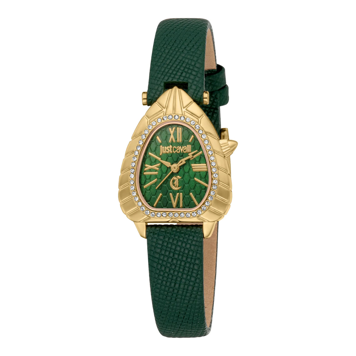 Just Cavalli Animalier Perla Leather Green YG Watch JC1L366L0025