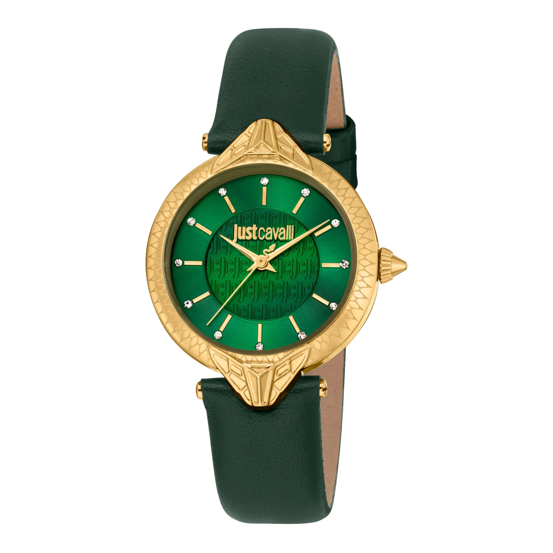 Just Cavalli Animalier Creazione Leather Green Gold Watch