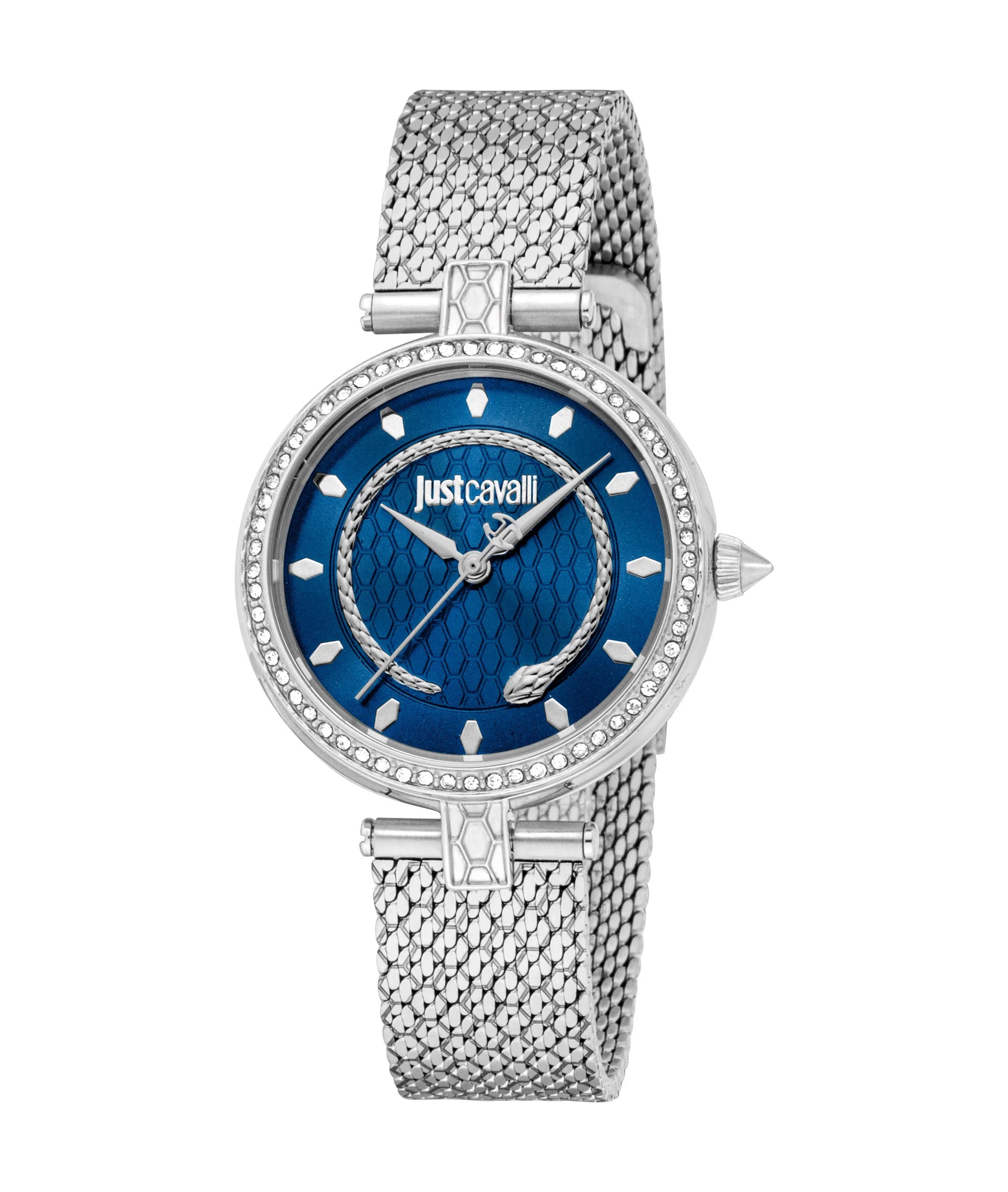 Just Cavalli Glam Chic Obsessive Snake Silver Blue Watch