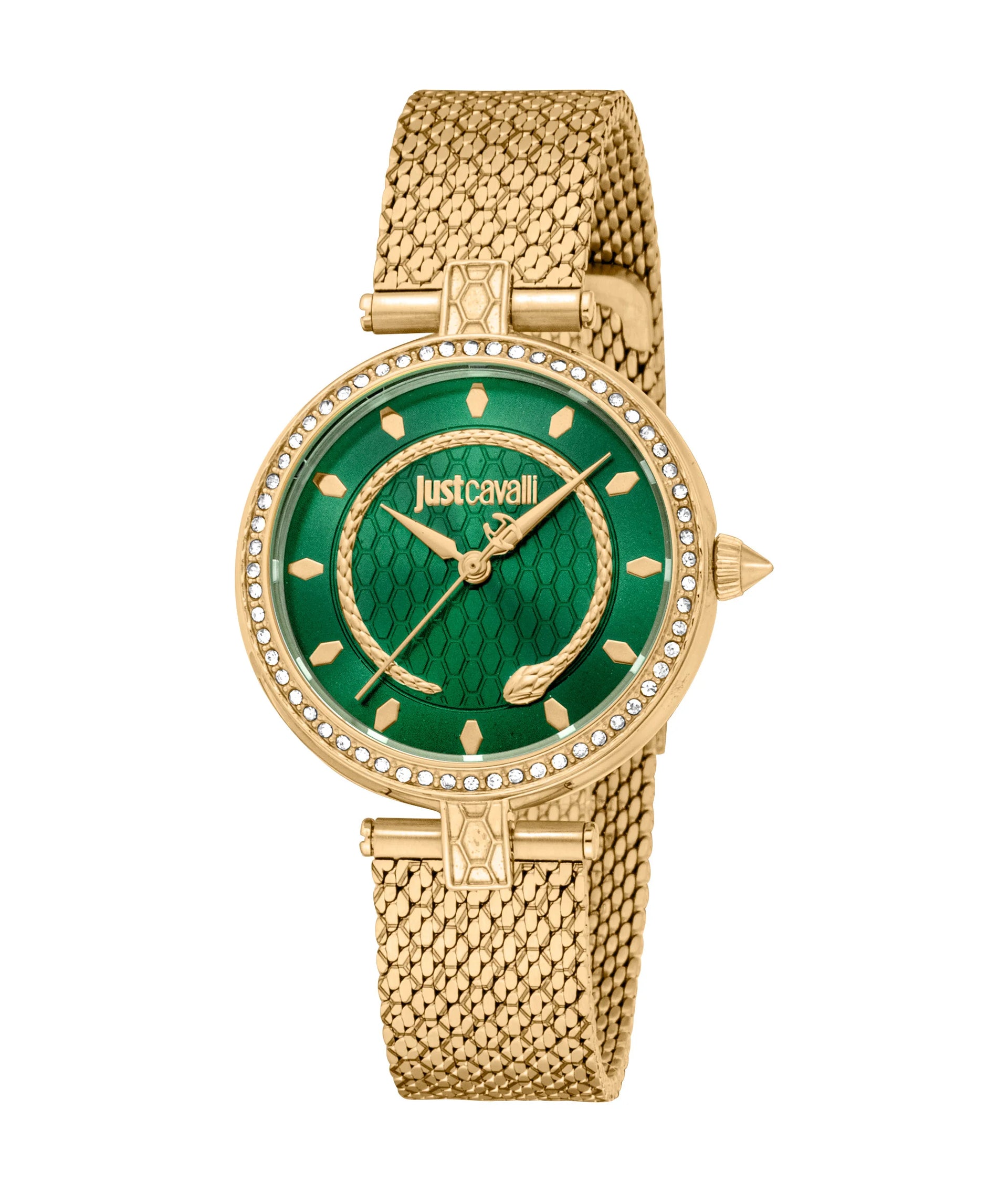 Just Cavalli Glam Chic Obsessive Snake Gold Green Watch