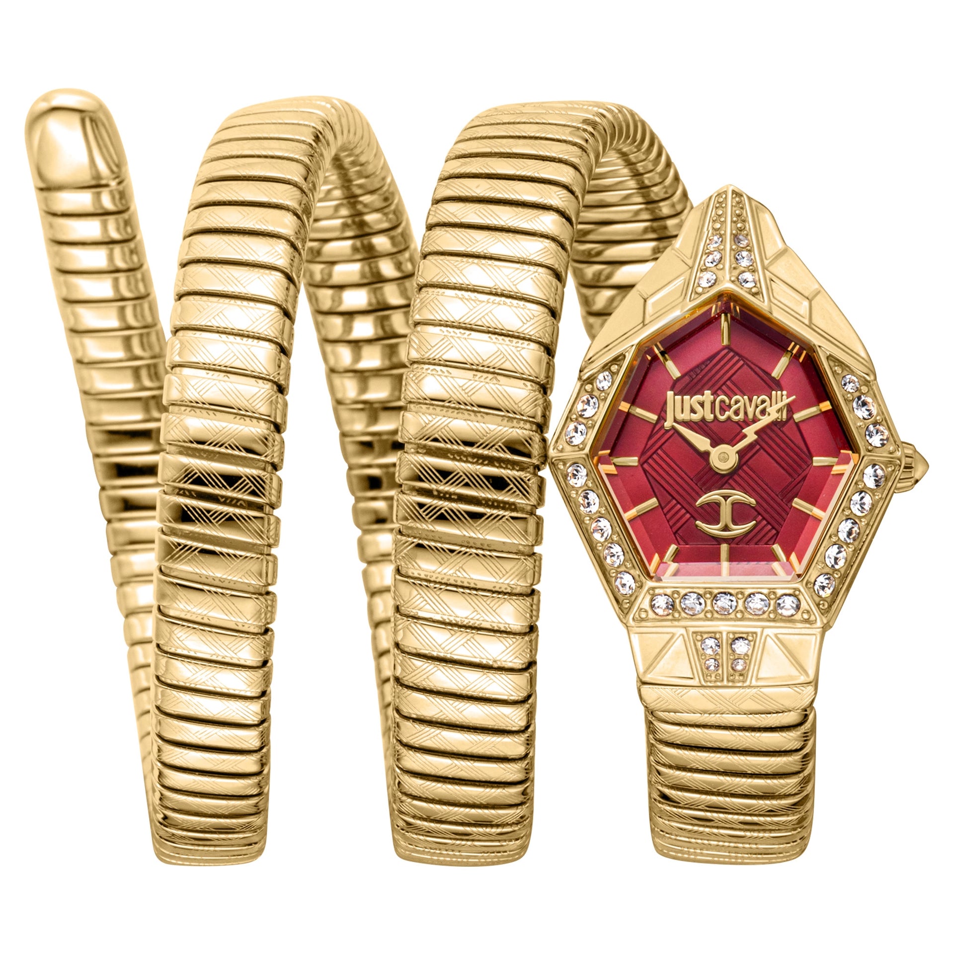 Just Cavalli Signature Snake Mesmerizing Yellow Gold Red Watch Just Cavalli Signature Snake Mesmerizing Yellow Gold Red Watch