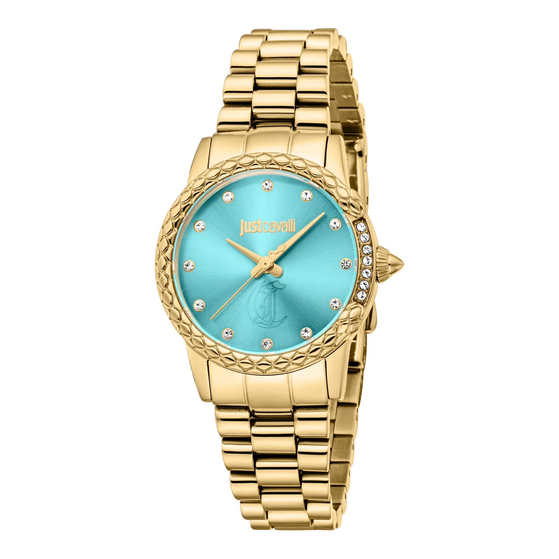 Just Cavalli Animalier Fiorenza Snake Yellow Gold Turquoise Watch