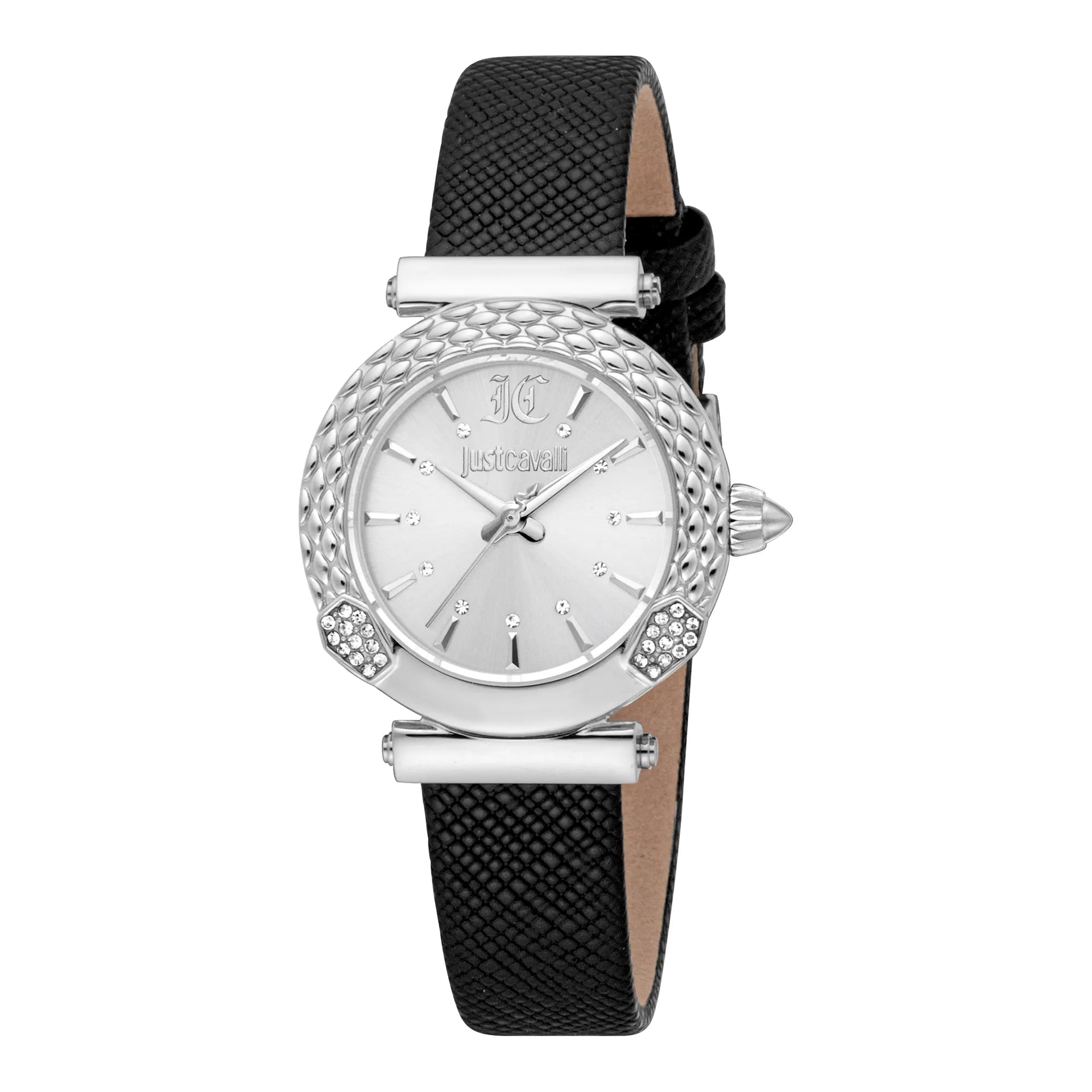 Just Cavalli Animalier Mistero Snake Leather Black Silver Watch