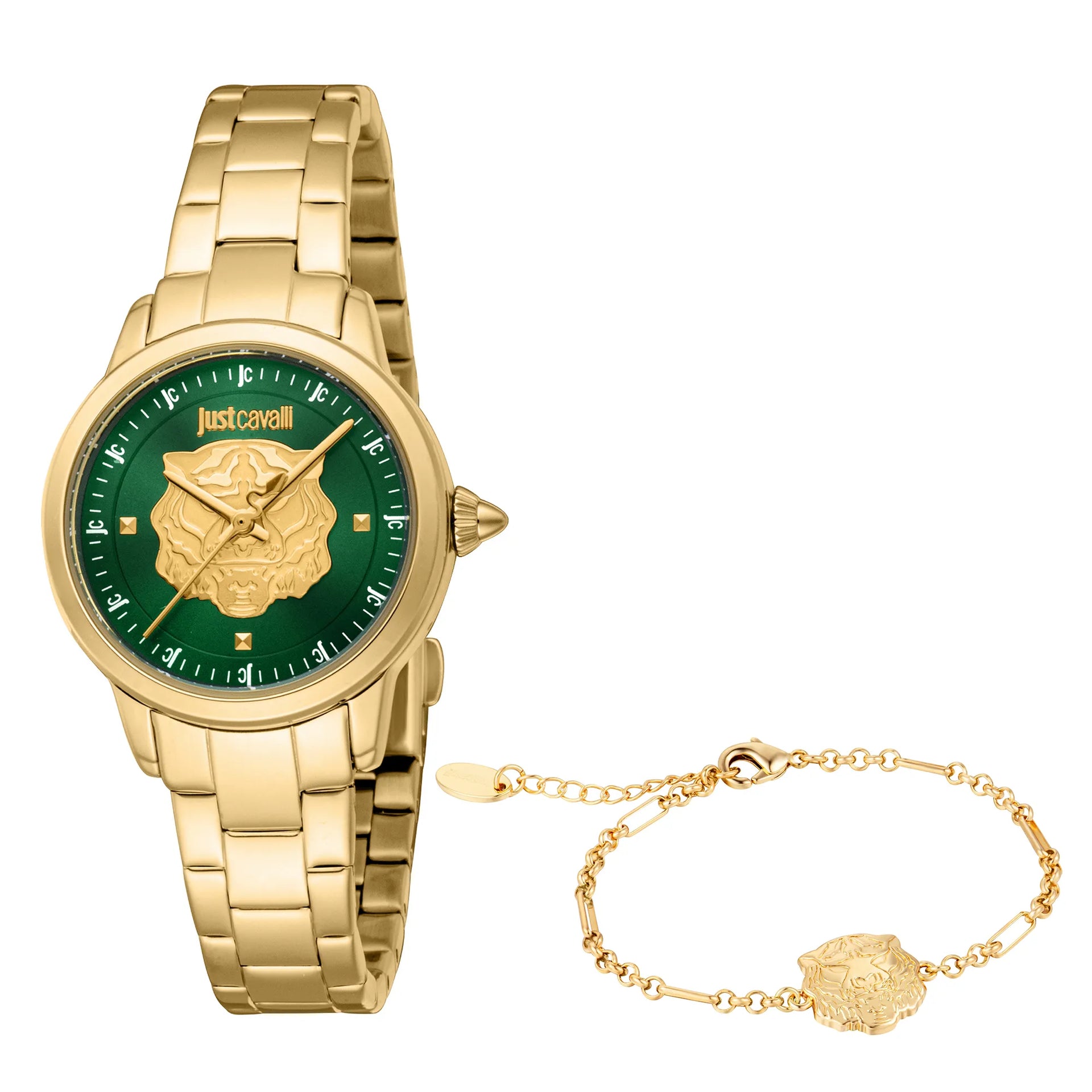 Just Cavalli SET Dolce Yellow Gold Green Watch JC1L334M0065 – Just