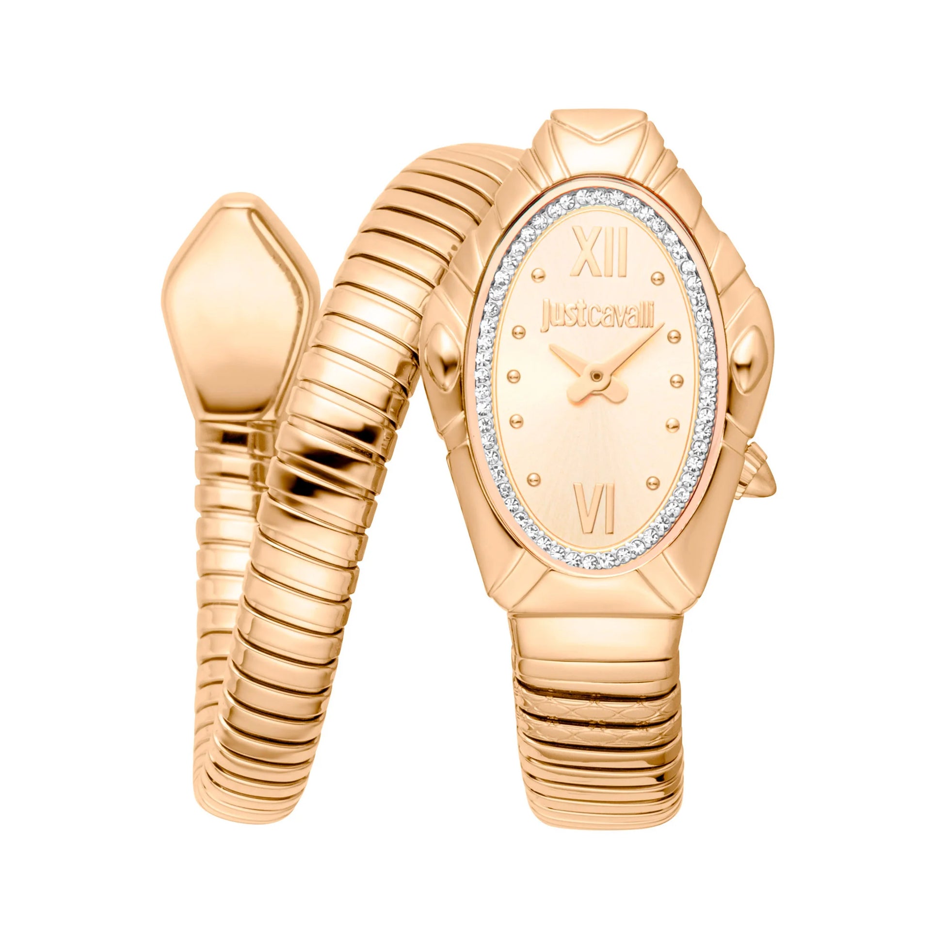 Just Cavalli Signature Snake Lirica Yellow Gold Champagne Watch