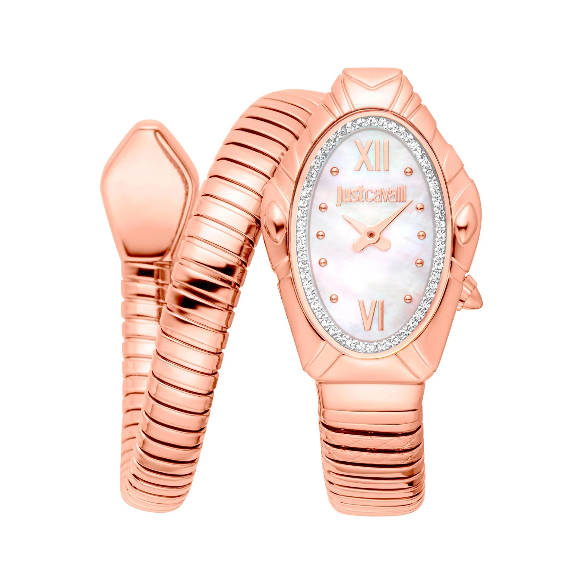 Just Cavalli Signature Snake Lirica Rose Gold MOP Watch