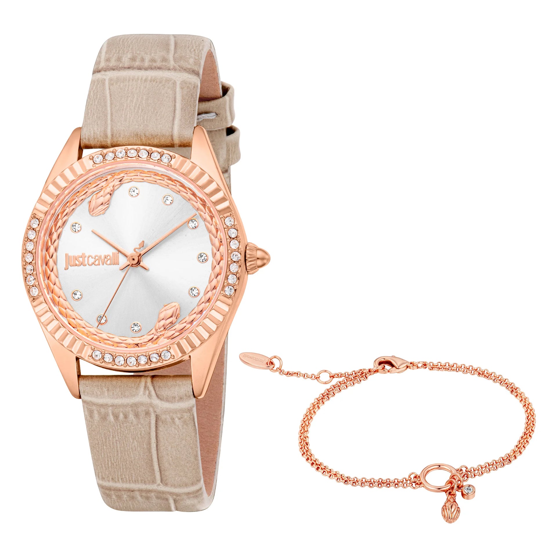 Just Cavalli SET Vittoria Glam Leather Grey RG Watch JC1L361L0035