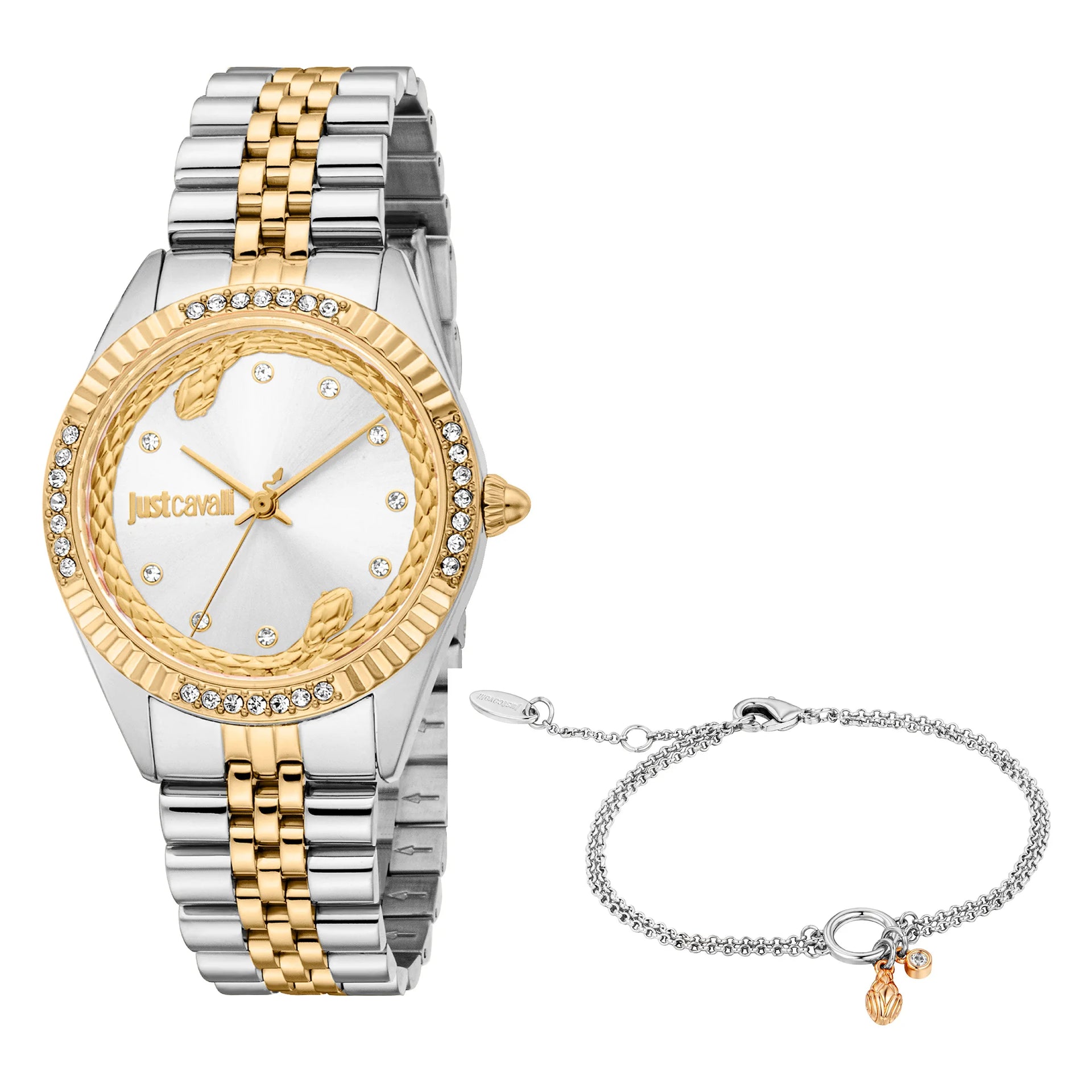 【新品・未使用品】Just Cavalli JC1L004M0075 Just Cavalli SET Curiosa Silver Watch JC1L332M0045 – Just Cavalli