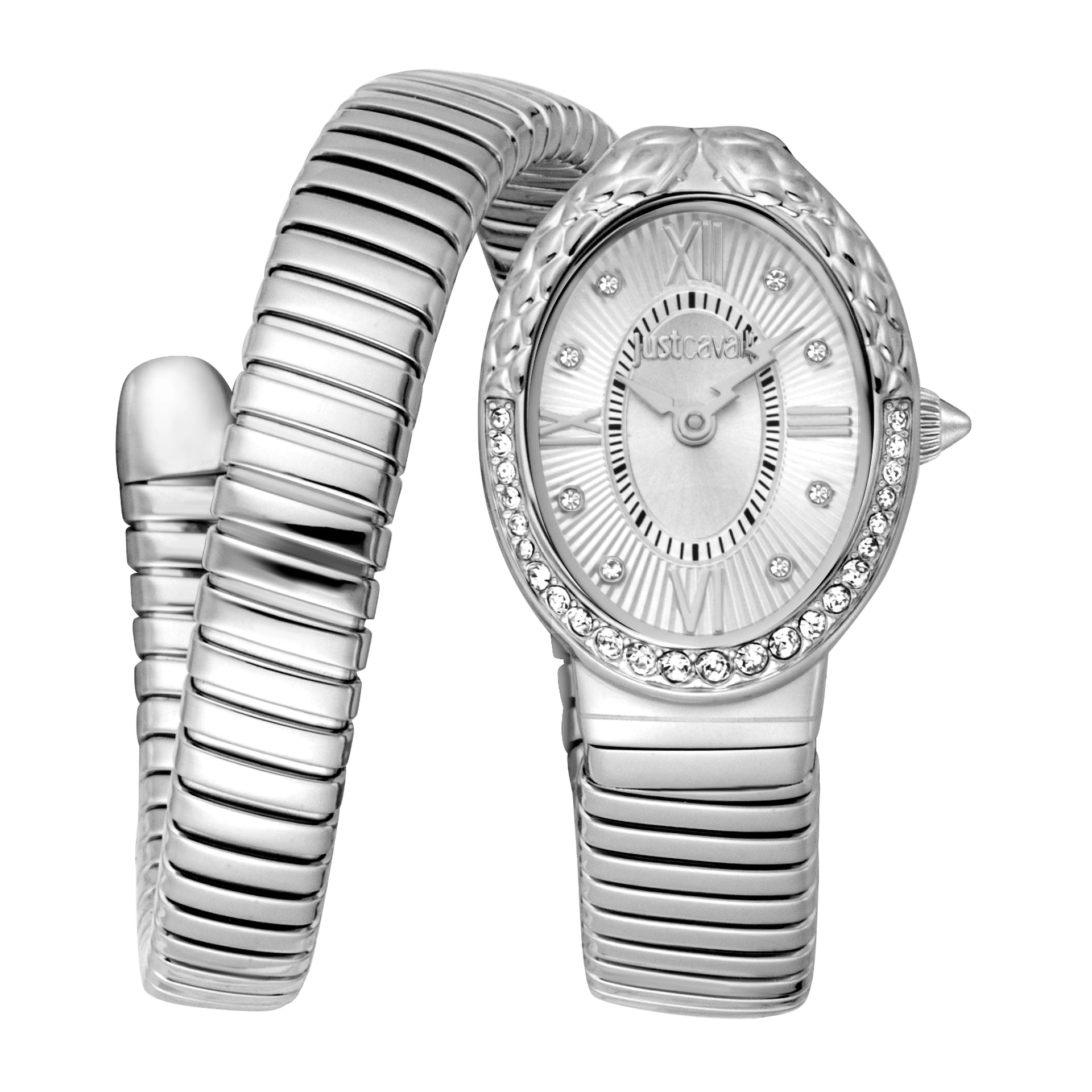 Just Cavalli Signature Snake Fiore Silver Watch JC1L390M0015