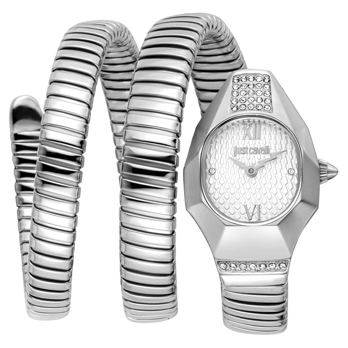 Just Cavalli Signature Snake Lunara Silver Watch JC1L397M0015