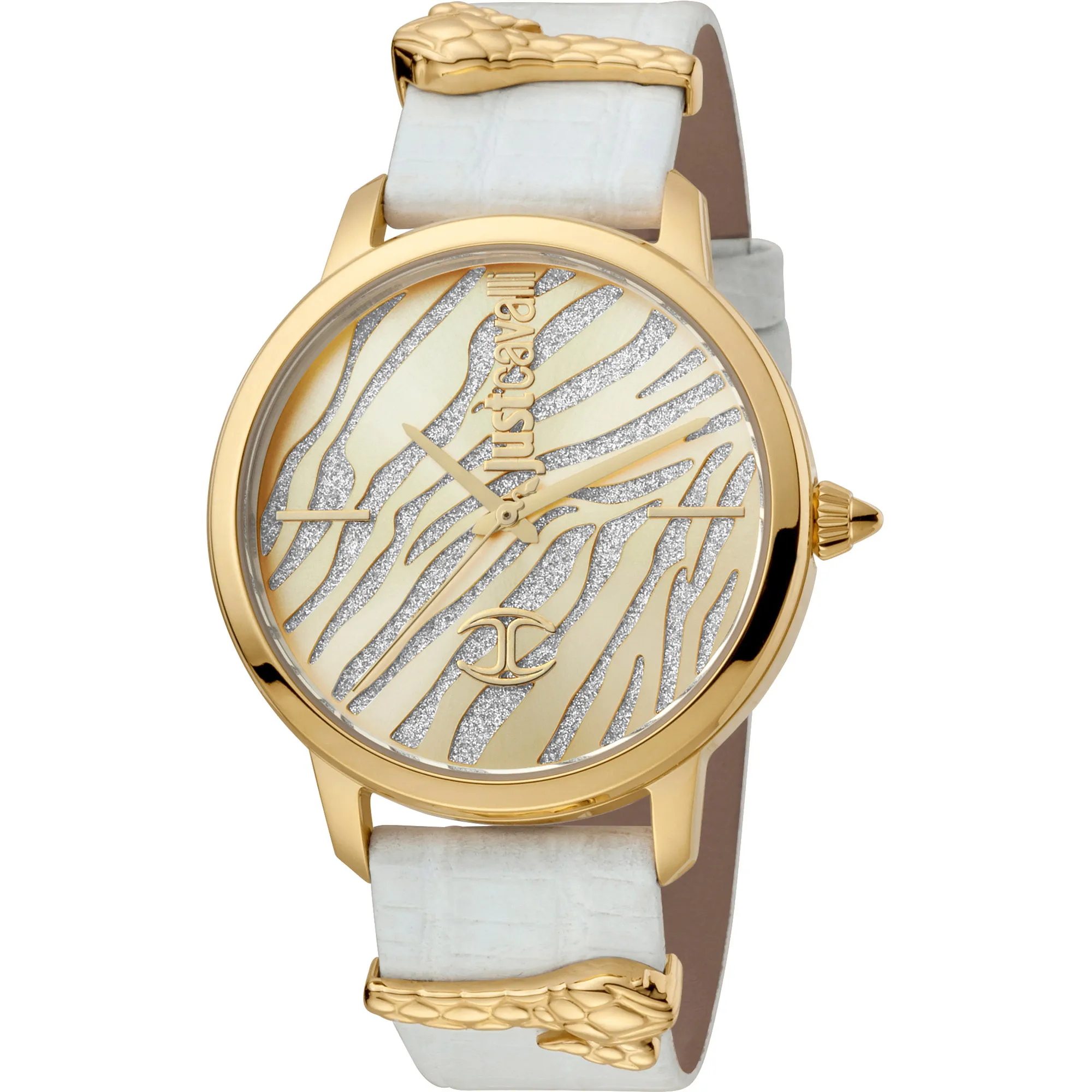 Just per me Leather White Yellow Gold Zebra Glitter - Just