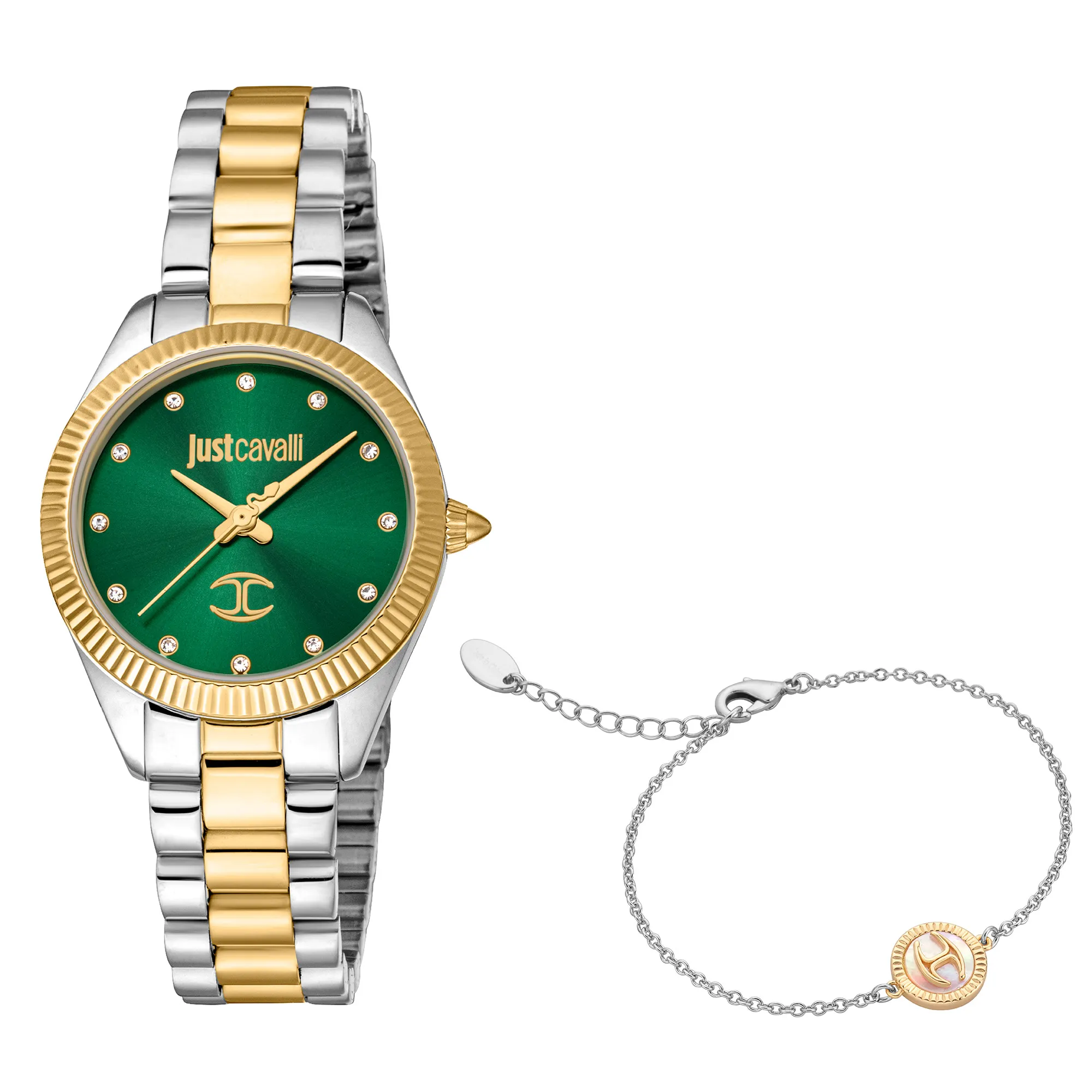 サルセーションSサイズ グリーン Just Cavalli Snake Green Dial Ladies Watch JC1L193M0035