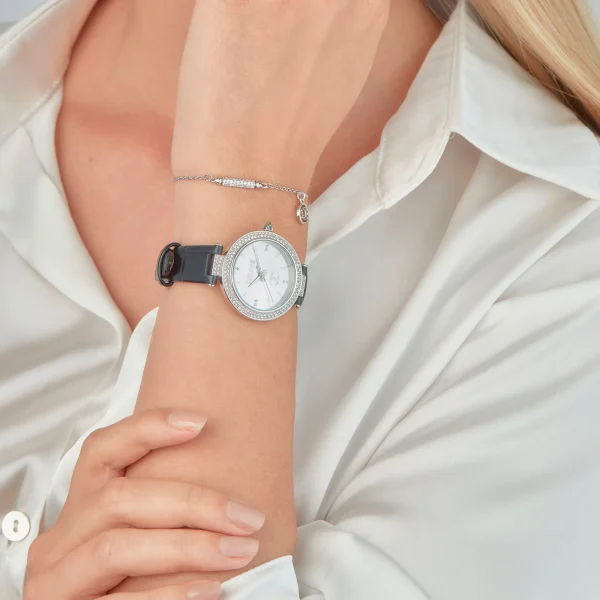 Savoca Leather Black Silver - Just Cavalli Watches