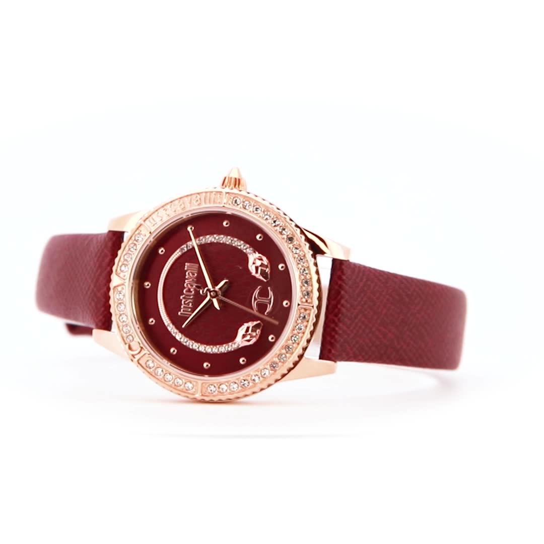  Just Cavalli Dress Watch JC1L264M0035, Red Wine, Glam