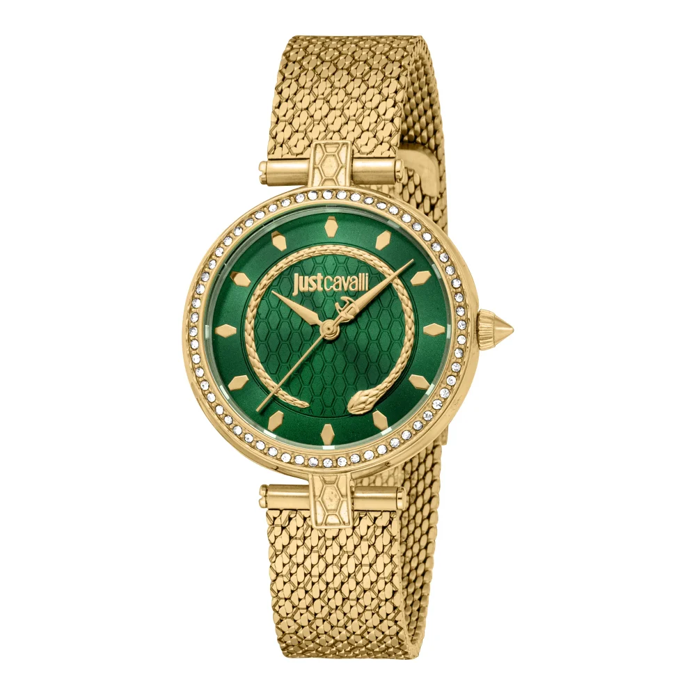 Just Cavalli Glam Chic Obsessive Snake Gold Green JC1L240M0035 watch