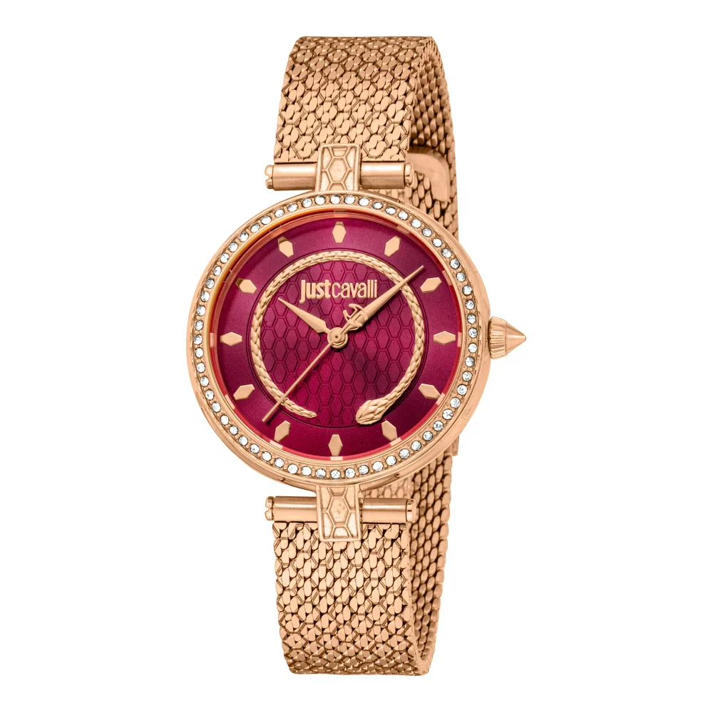 Just Cavalli Glam Chic Obsessive Snake Rose Gold Red JC1L240M0045 watch