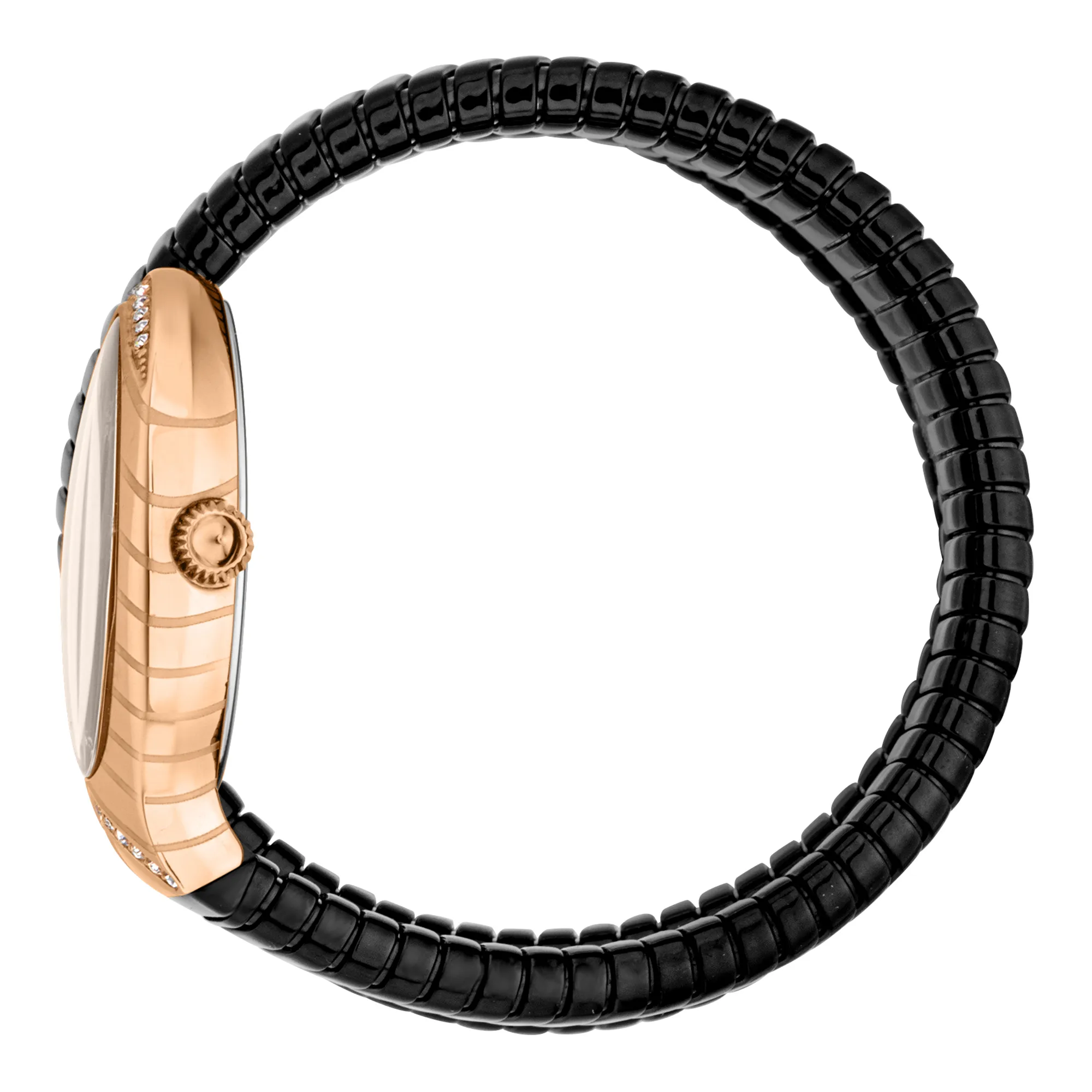 Just Cavalli Roberto Cavalli 3D Snake Buckle Black Leather