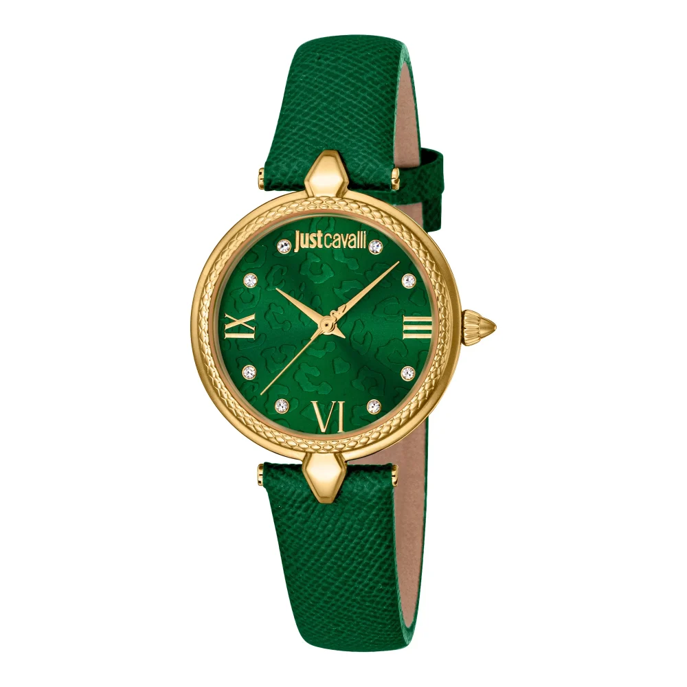 Just Cavalli Glam Chic Donna Leopardo Leather Green YG JC1L254L0025 watch
