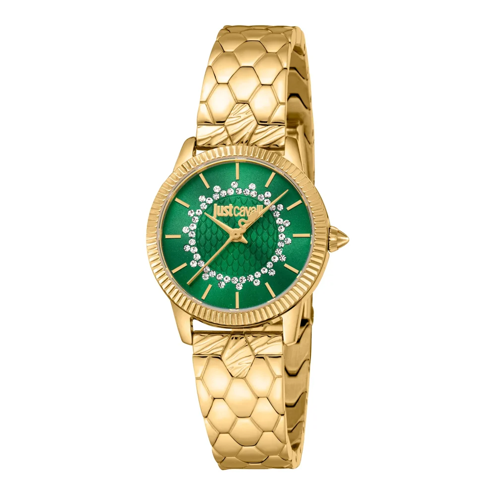 Just Cavalli Glam Chic Daydreamer Yellow Gold Green JC1L258M0245 watch