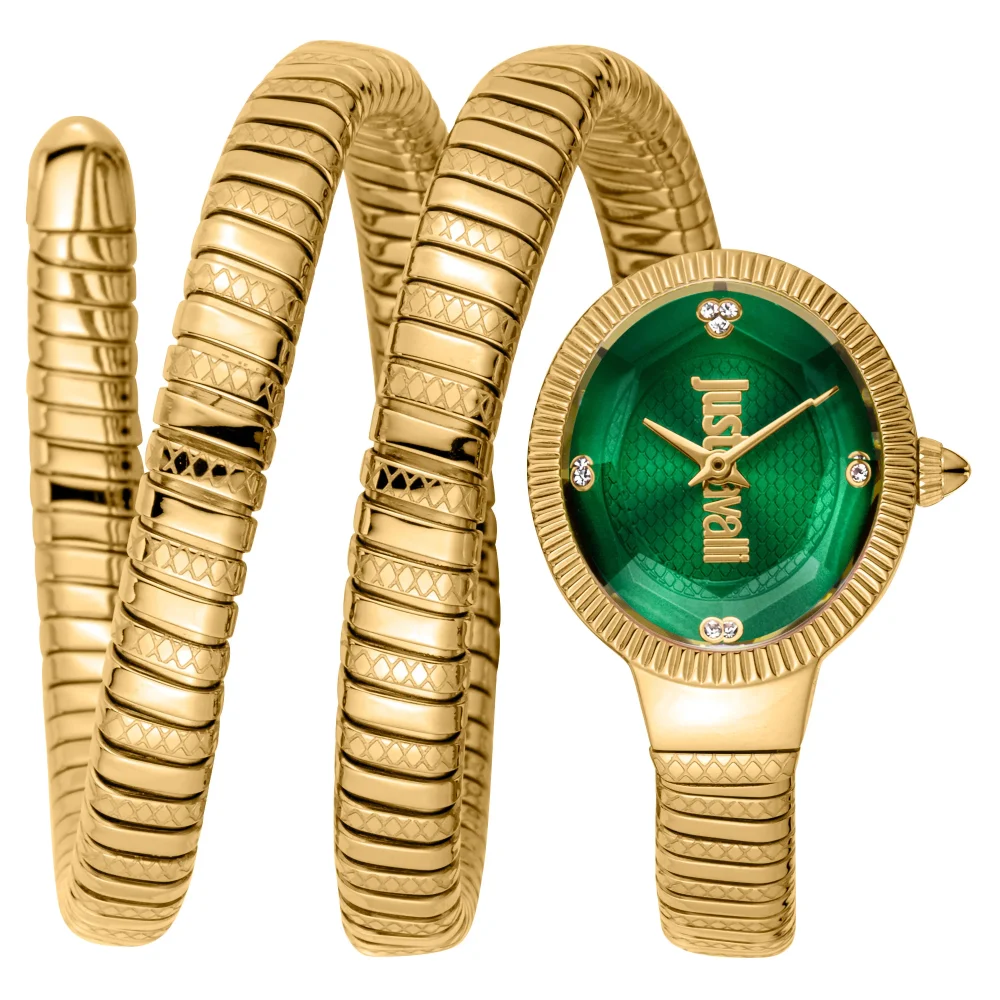 Just Cavalli Signature Snake After Party Yellow Gold Green JC1L269M0035 watch