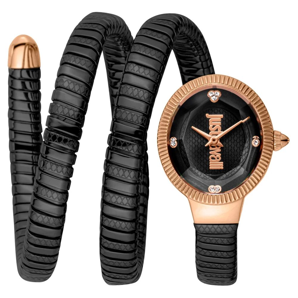 Just Cavalli Signature Snake After Party Two Tones Black RG JC1L269M0075 watch