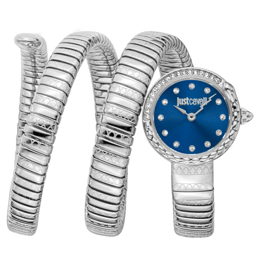 Just Cavalli Signature Snake Enchanting Silver Blue JC1L302M0015 watch