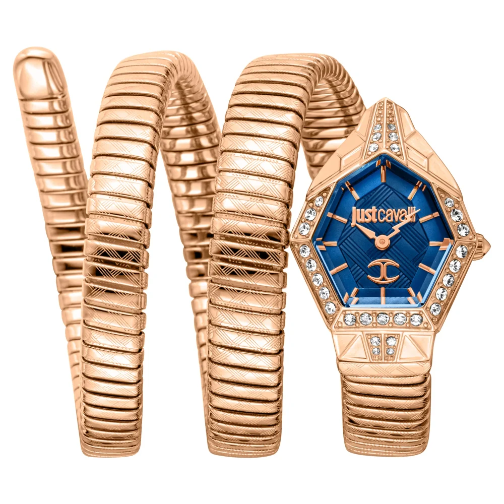 Just Cavalli Signature Snake Mesmerizing Rose Gold Blue JC1L304M0045 watch
