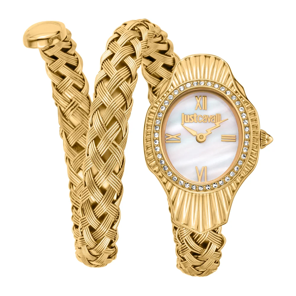 Just Cavalli Signature Snake Twined Yellow Gold MOP JC1L305M0025 watch