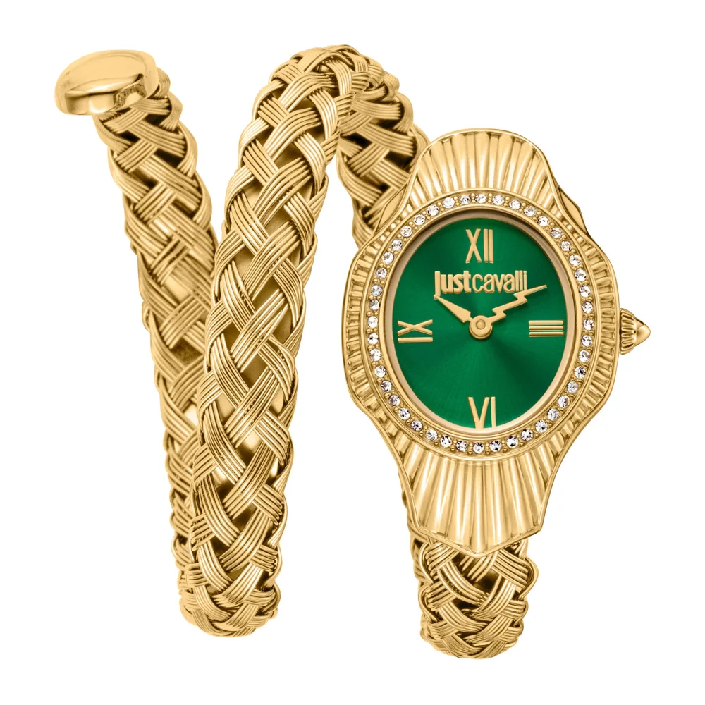 Just Cavalli Signature Snake Twined Yellow Gold Green JC1L305M0035 watch