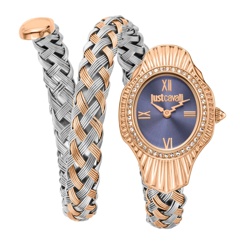 Just Cavalli Signature Snake Twined Two Tones RG Blue JC1L305M0065 watch