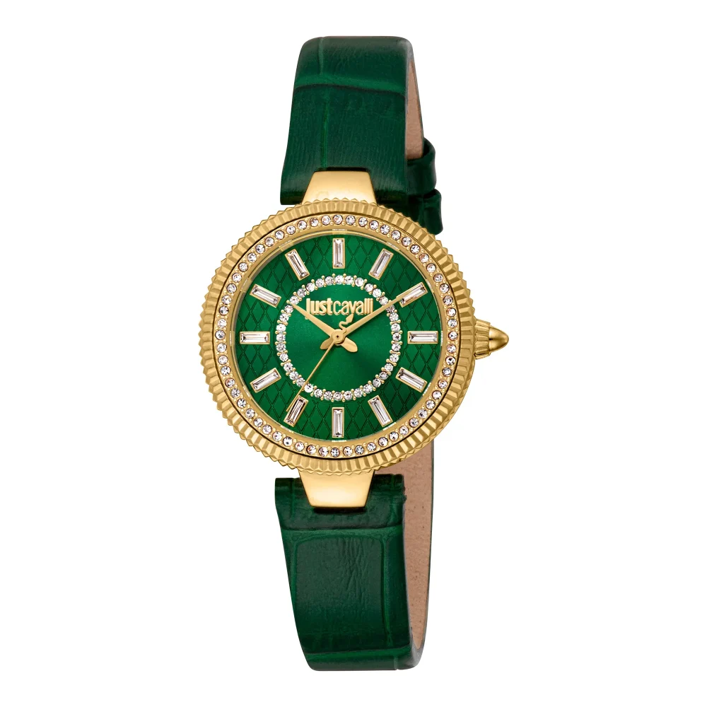 Just Cavalli Glam Chic Ostentatious Leather Green YG JC1L308L0025 watch