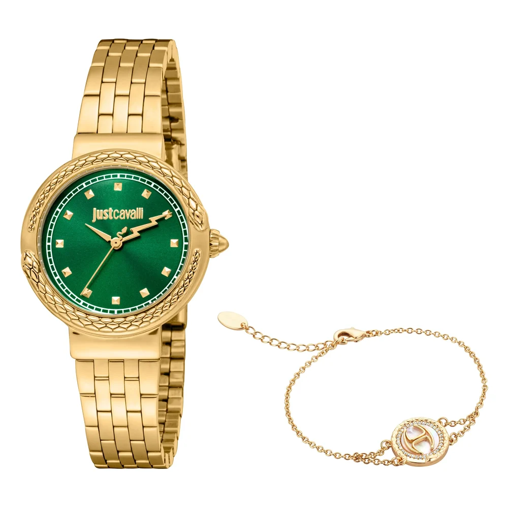 Just Cavalli SET Brave Snake Yellow Gold Green JC1L311M0035 watch