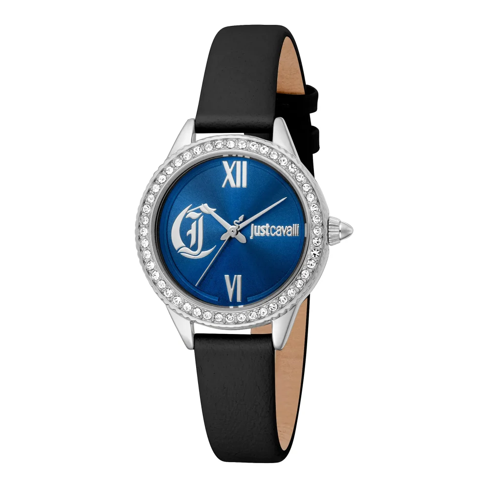 Just Cavalli Glam Chic Forward Leather Black Blue JC1L316L0015 watch