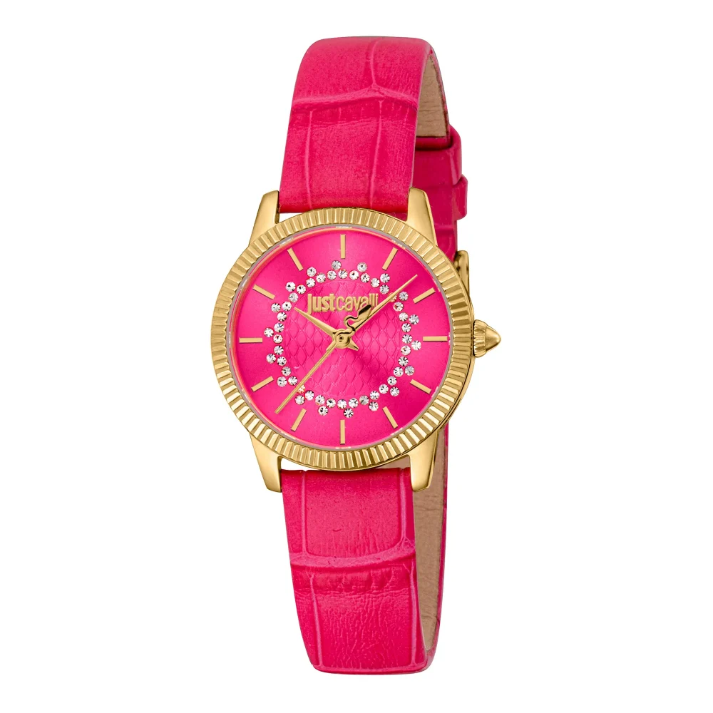 Just Cavalli Glam Chic Daydreamer Leather Pink YG JC1L258L0215 watch