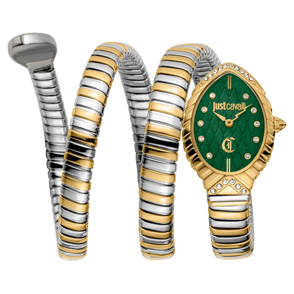 Just Cavalli Signature Snake Specchio Snake Ladies Fashion Watch - Two Tones YG Green JC1L323M0055 main image