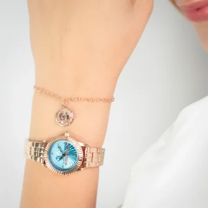 Just Cavalli SET Mini Raffinata Ladies Fashion Watch - Rose Gold Light Blue JC1L328M0065 worn image