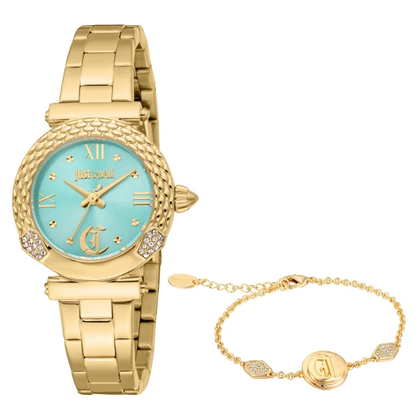 Just Cavalli SET Curiosa Ladies Fashion Watch - Yellow Gold Turquoise JC1L332M0065 main image