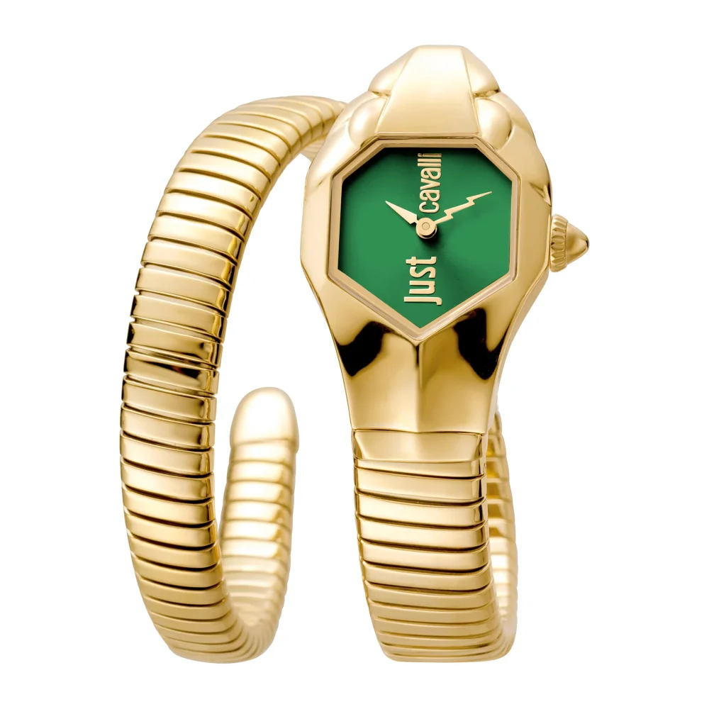 Just Cavalli Signature Snake Glam DNA Ladies Fashion Watch - Yellow Gold Green JC1L001M0055 main image