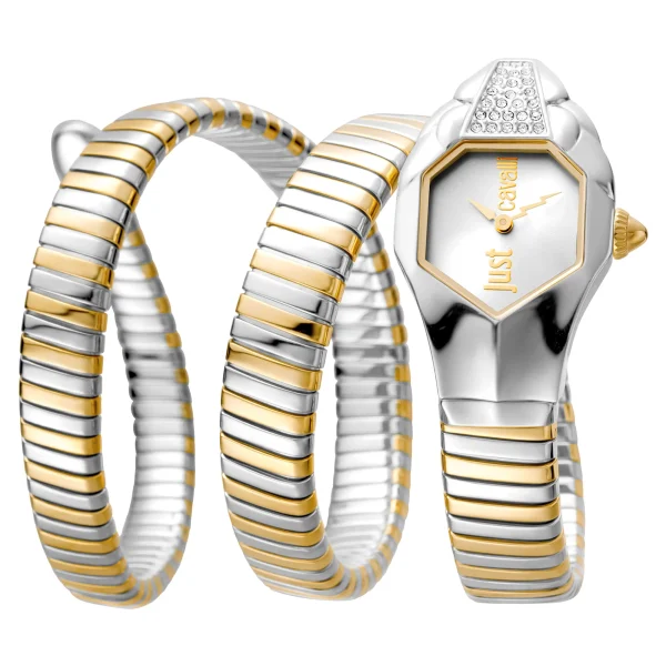 Just Cavalli Signature Snake Glam Ladies Fashion Watch - Two Tones Yellow Gold JC1L022M0045 main image