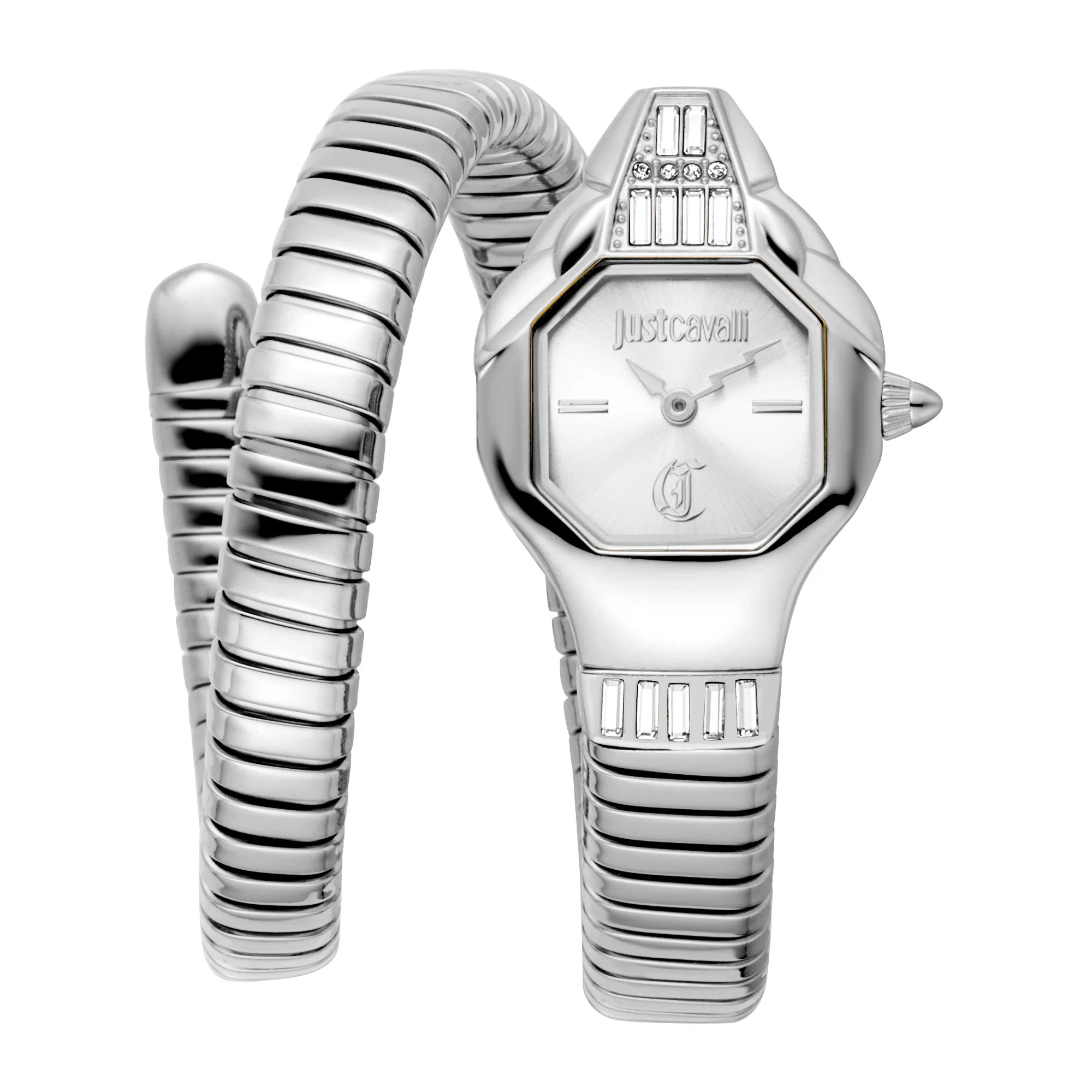 Just Cavalli Signature Snake Brillante Snake Ladies Fashion Watch - Silver JC1L326M0015 main image