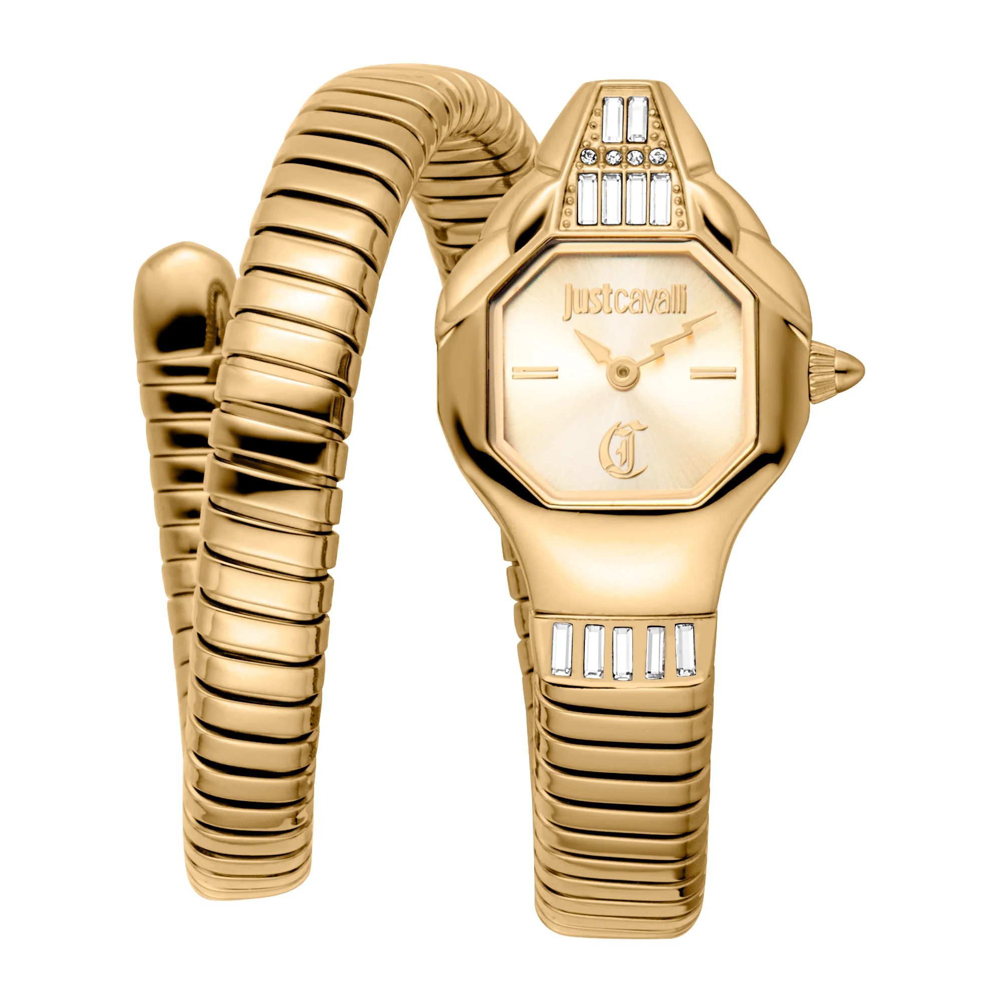 Just Cavalli Signature Snake Brillante Snake Ladies Fashion Watch - Yellow Gold Champagne JC1L326M0025 main image