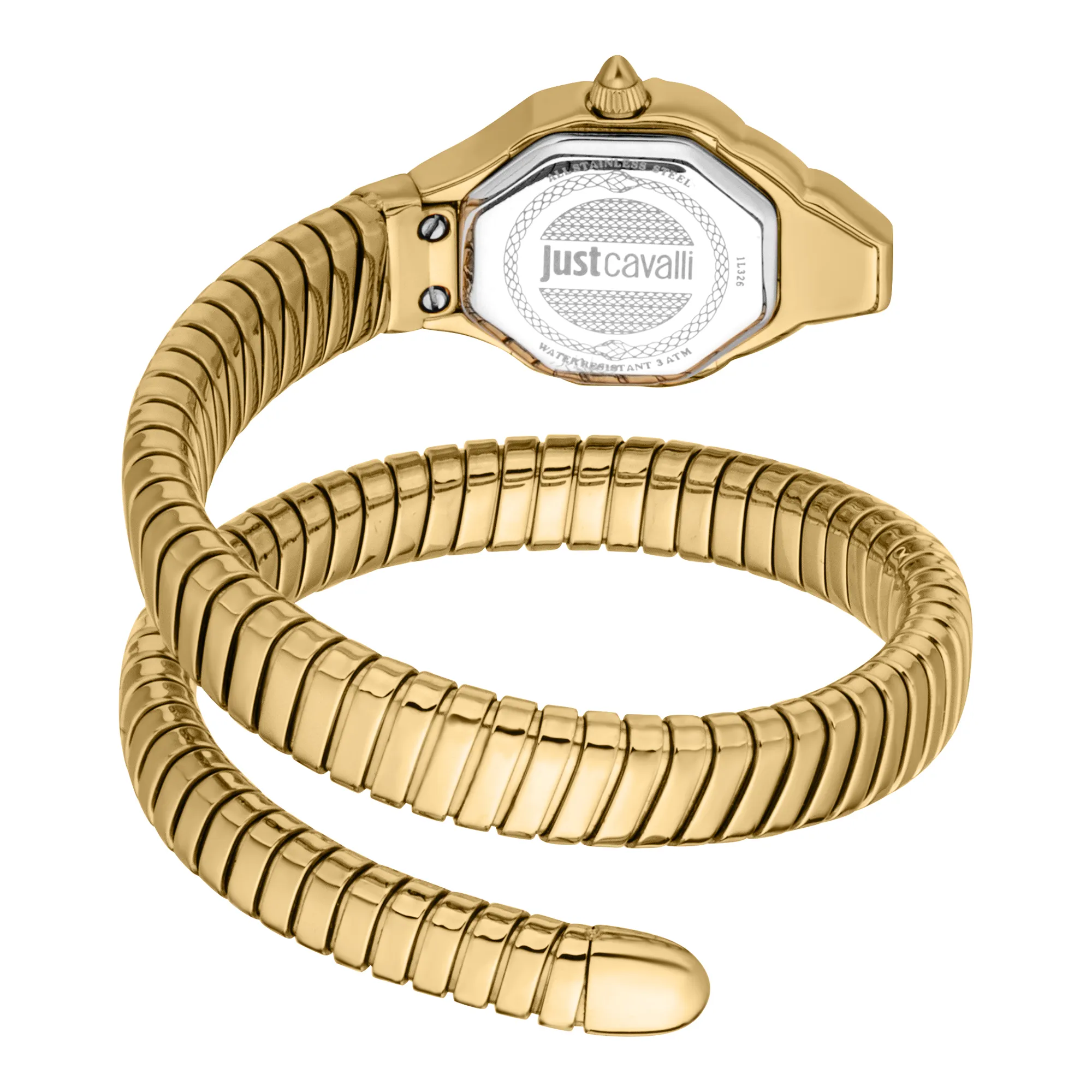 ジャストカヴァリ　スネーク型ゴールドブレスレット時計 Brillante Snake Yellow Gold Green - Just Cavalli Watches
