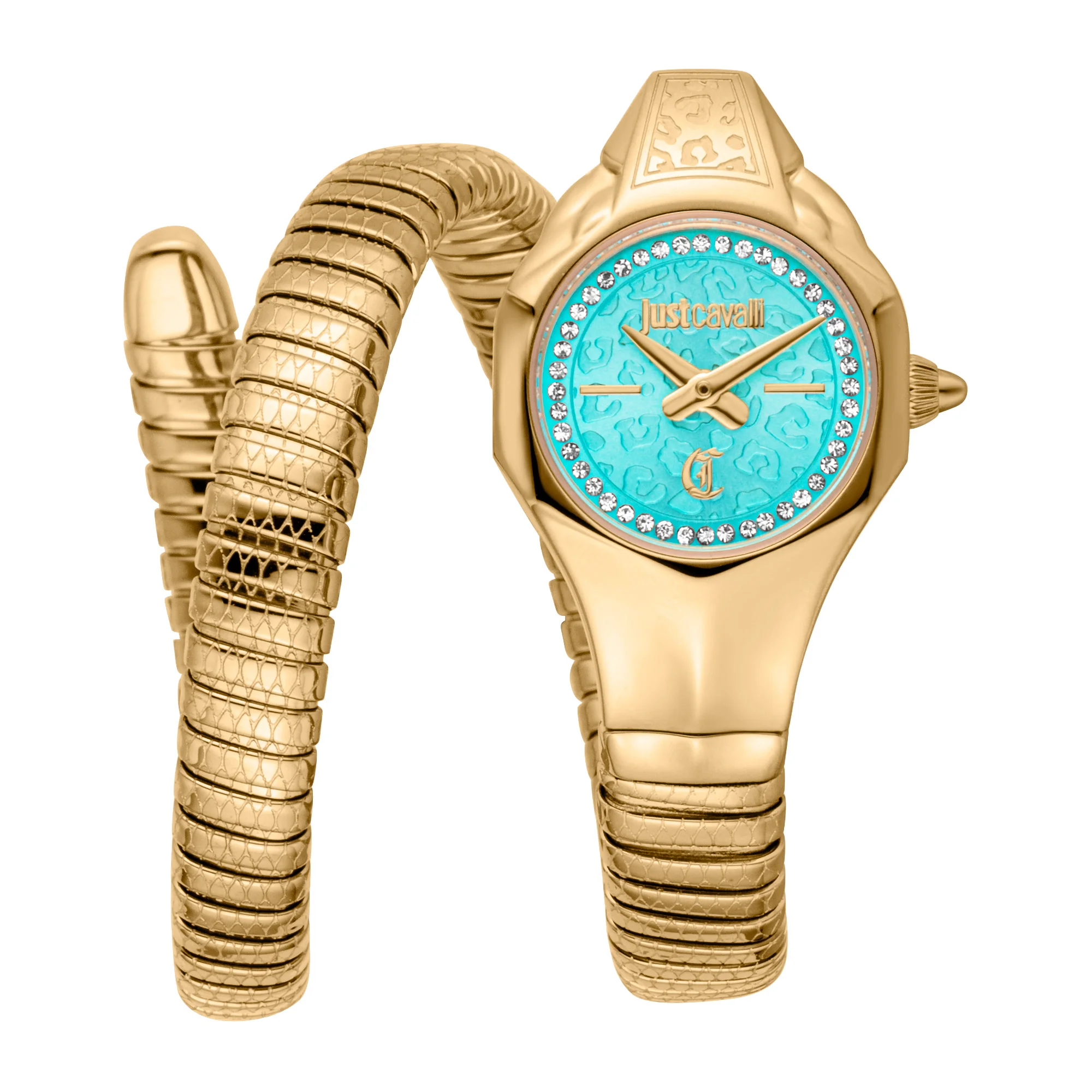 Just Cavalli Signature Snake Fiore Ladies Fashion Watch - Yellow Gold Turquoise JC1L354M0035 main image