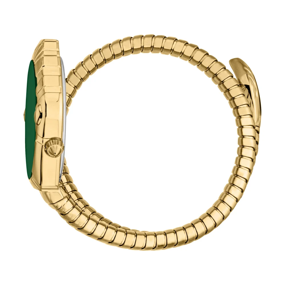 Just Cavalli Signature Snake Lirica Ladies Fashion Watch - Yellow Gold Green JC1L357M0035 video360