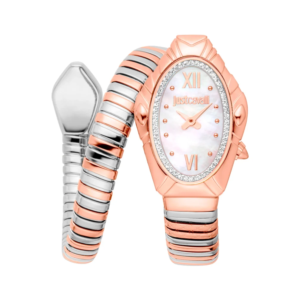 Just Cavalli Signature Snake Lirica Ladies Fashion Watch - Two Tones RG MOP JC1L357M0065 main image