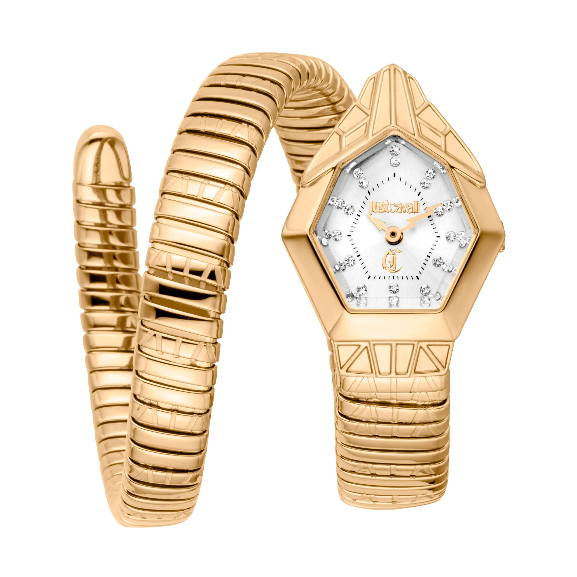 Just Cavalli Signature Snake Gemma Ladies Fashion Watch - Yellow Gold Silver JC1L358M0035 main image